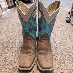 Roper Western Boots in Brown and Teal